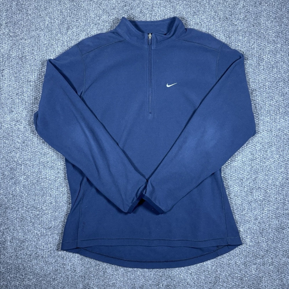 Vintage Nike 1/4 Zip Mini Swoosh Embroidered Logo Fleece Sweatshirt Men's Size L